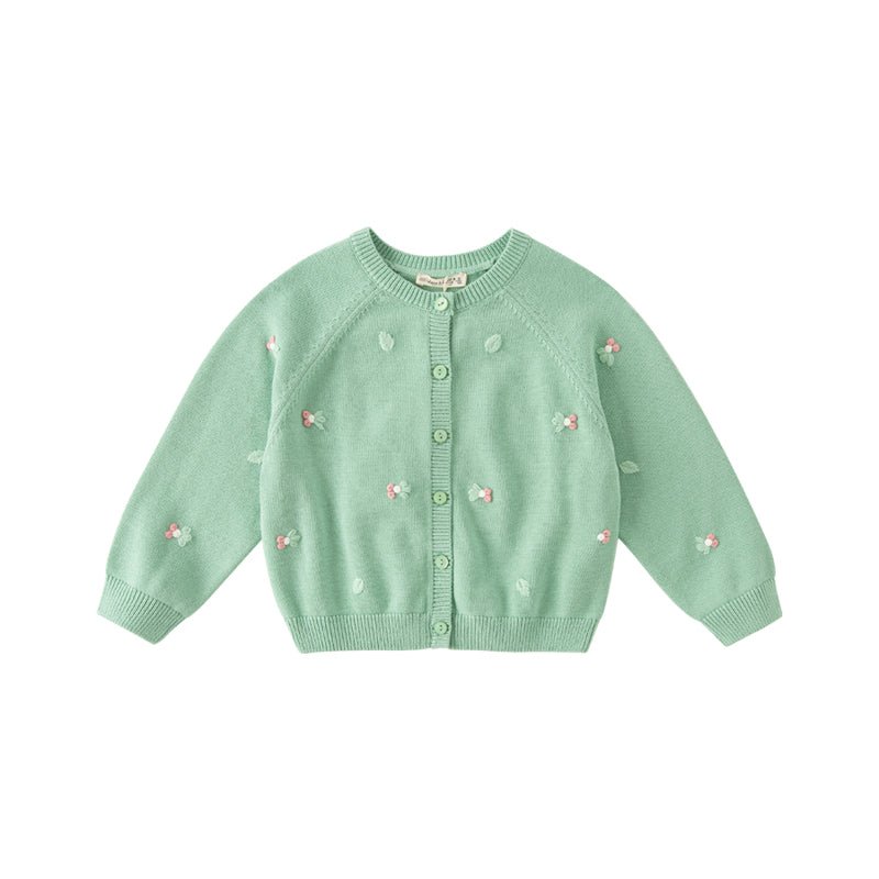 Leafy Goldfish Pond Girl Green Knitted Cardigan   0cm