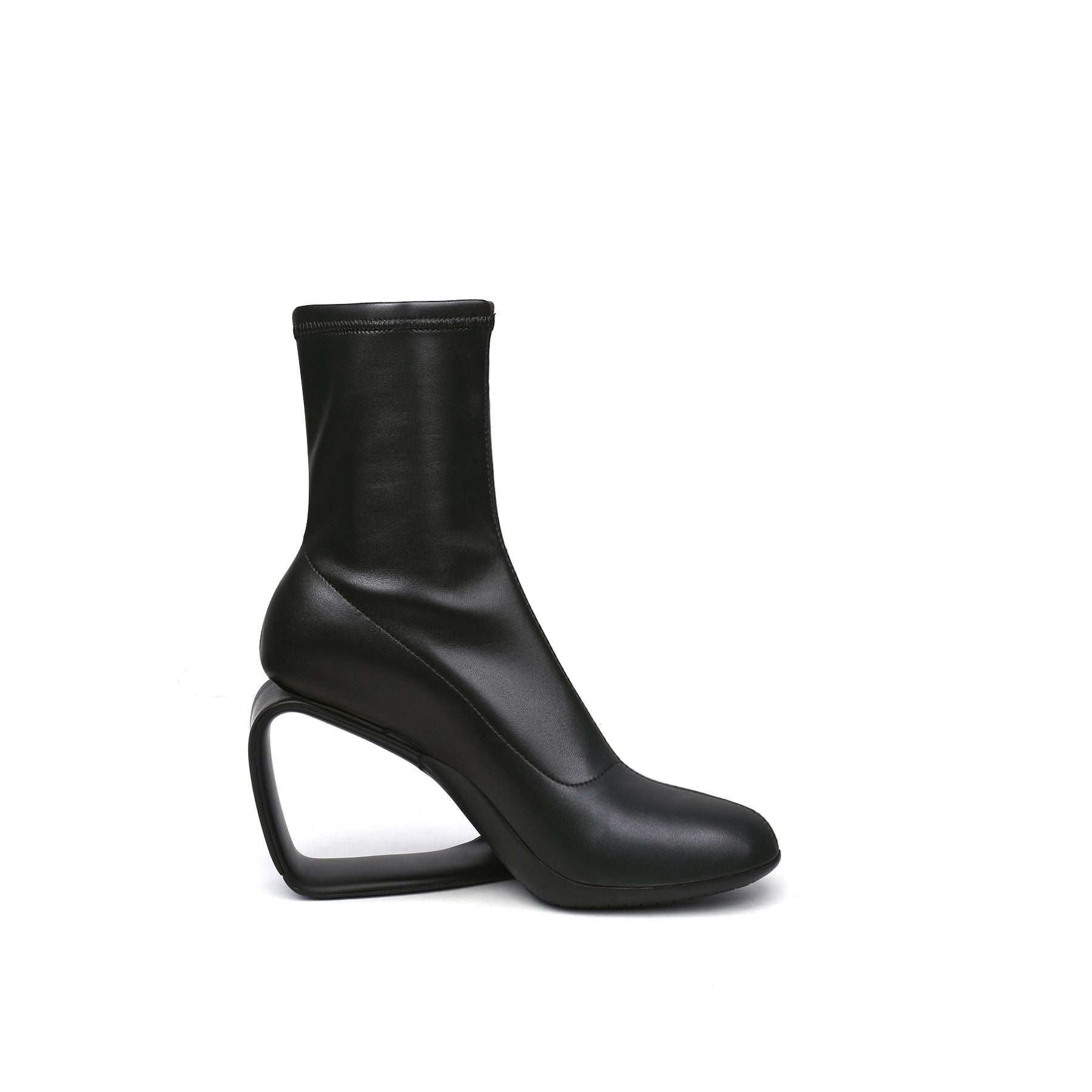 Leather Sock Frame Black Boots