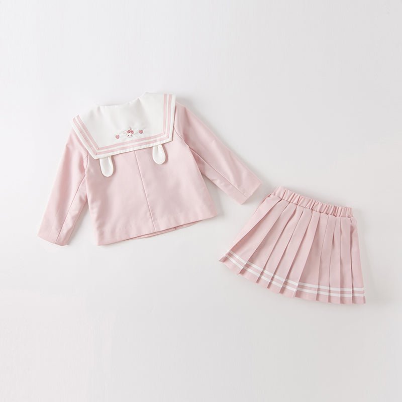 Little Lady Removable Bowknot Pink Two piece Coat & Skirt Set   0cm