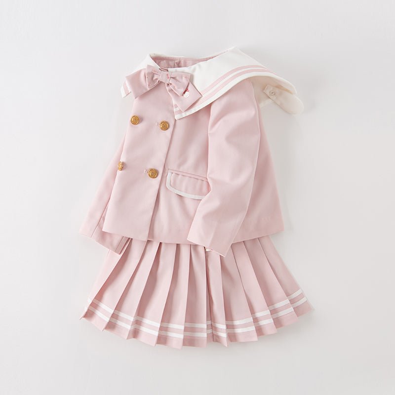 Little Lady Removable Bowknot Pink Two piece Coat & Skirt Set   0cm