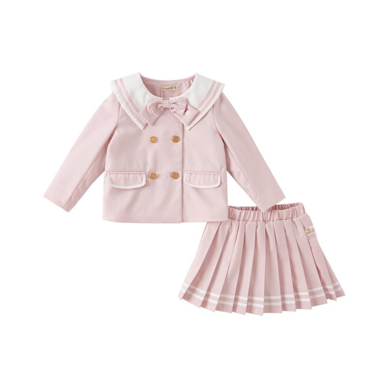 Little Lady Removable Bowknot Pink Two piece Coat & Skirt Set   0cm