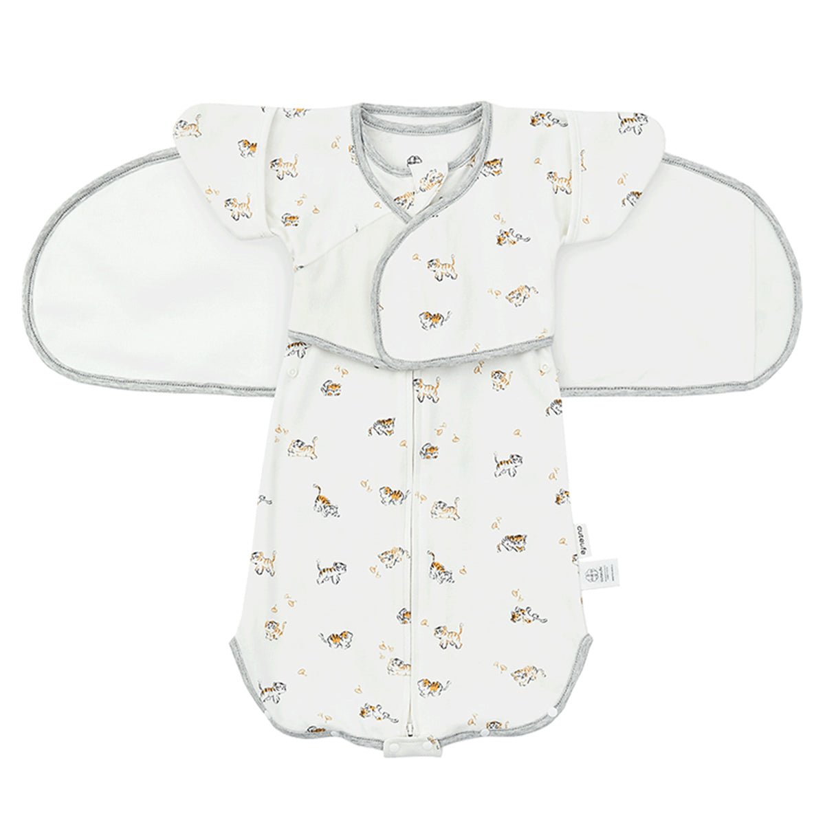 Lively Tiger Double layer Cotton Infant White Swaddle Sack   0cm