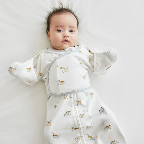 Lively Tiger Double-layer Cotton Infant White Swaddle Sack