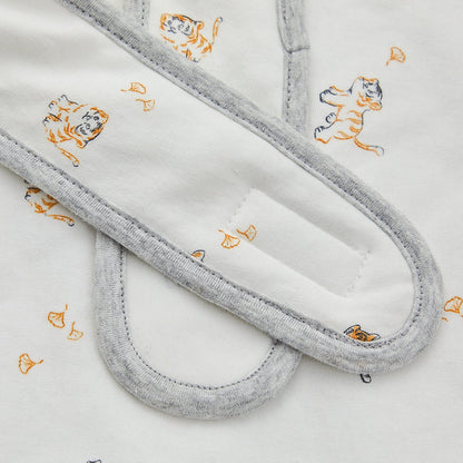 Lively Tiger Light Cotton Baby White Swaddle Wrap - 0cm