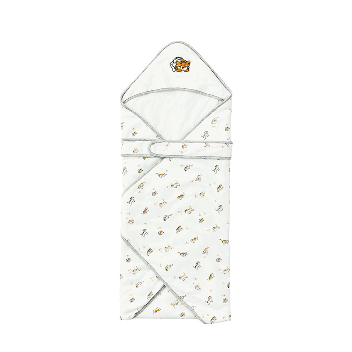 Lively Tiger Light Cotton Baby White Swaddle Wrap   0cm