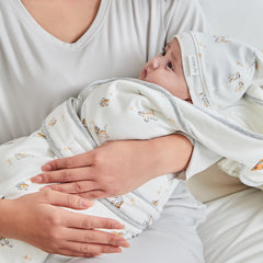 Lively Tiger Light Cotton Baby White Swaddle Wrap