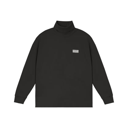 Logo Patch Relaxed Fit Roll Neck Black Sweater - 0cm