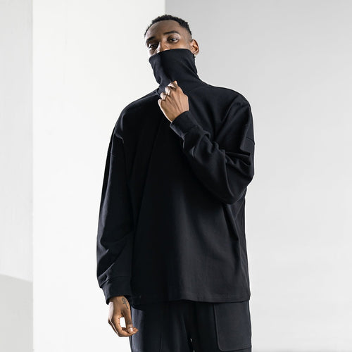 Logo Patch Relaxed Fit Roll Neck Black Sweater   0cm