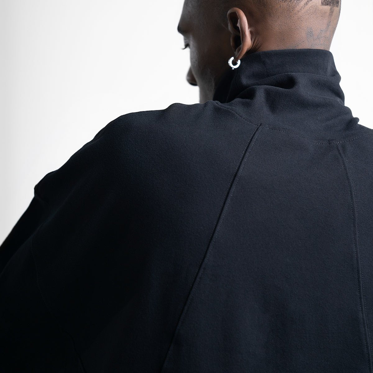 Logo Patch Relaxed Fit Roll Neck Black Sweater   0cm