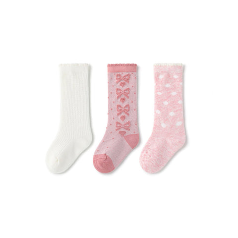 Love Knot Thin Mesh Breathable Baby Girl 3pcs Over The Knee Socks Set