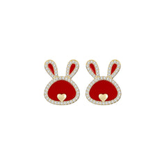 Love Rabbit Year Red Earrings