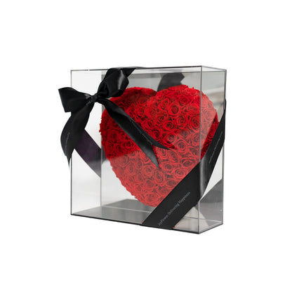 &quot;Love You For 365 Days.&quot; Heart-shaped Preserved Rose Acrylic Gift Box - 0cm