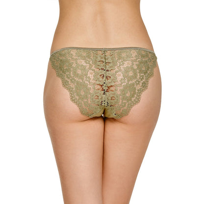 Low-rise Semi-sheer Lace Green Bikini Panty - 0cm