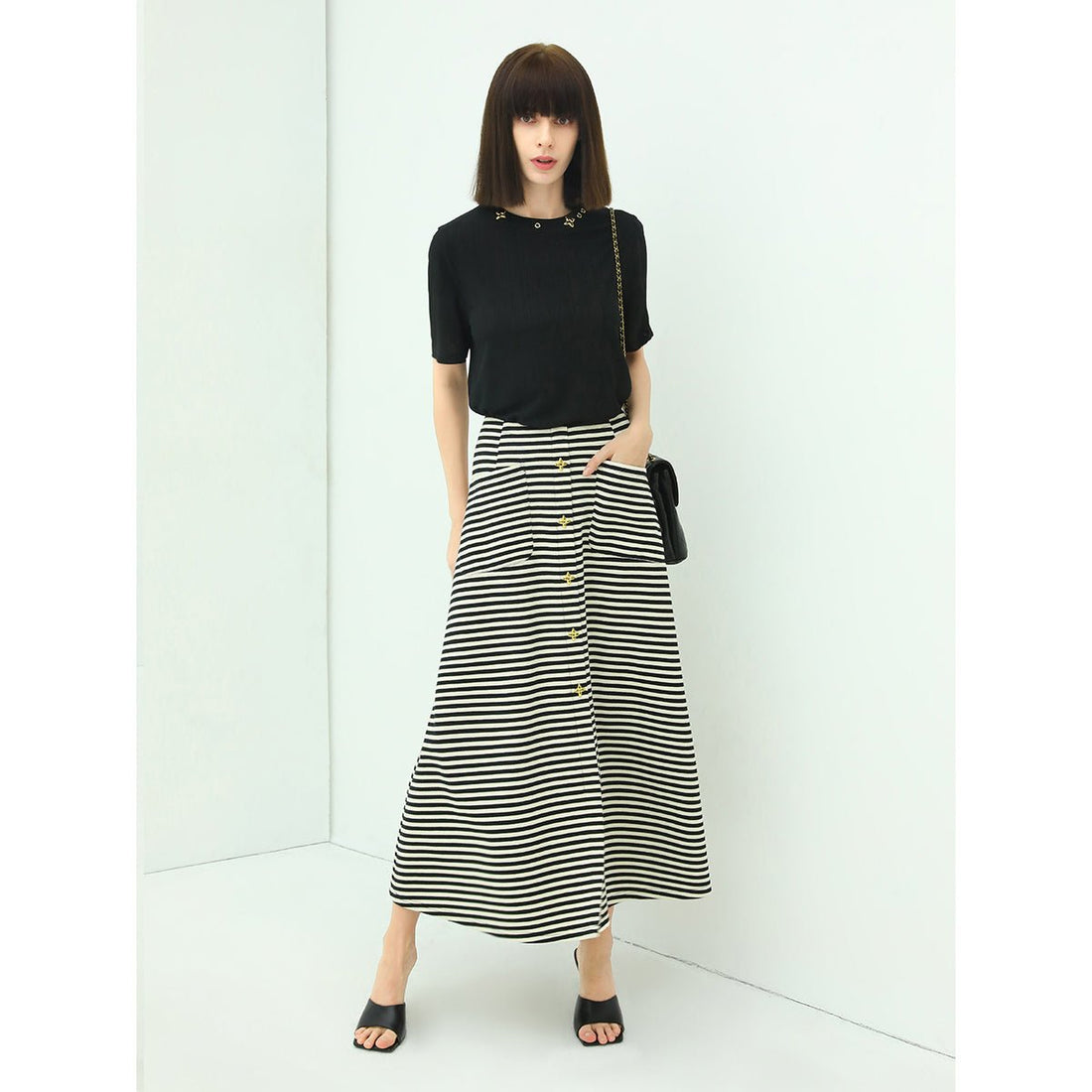 Lucky Clover Front Pocket Maxi Stripe Skirt - 0cm