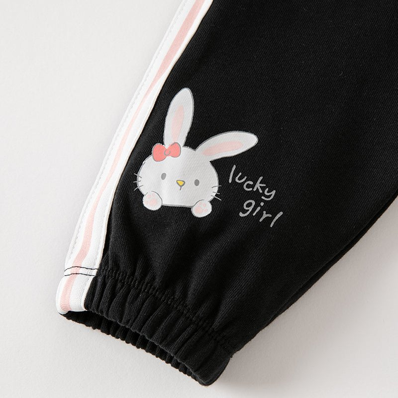 Lucky Girl Rabbit Bow Side Panel Black Pants   0cm