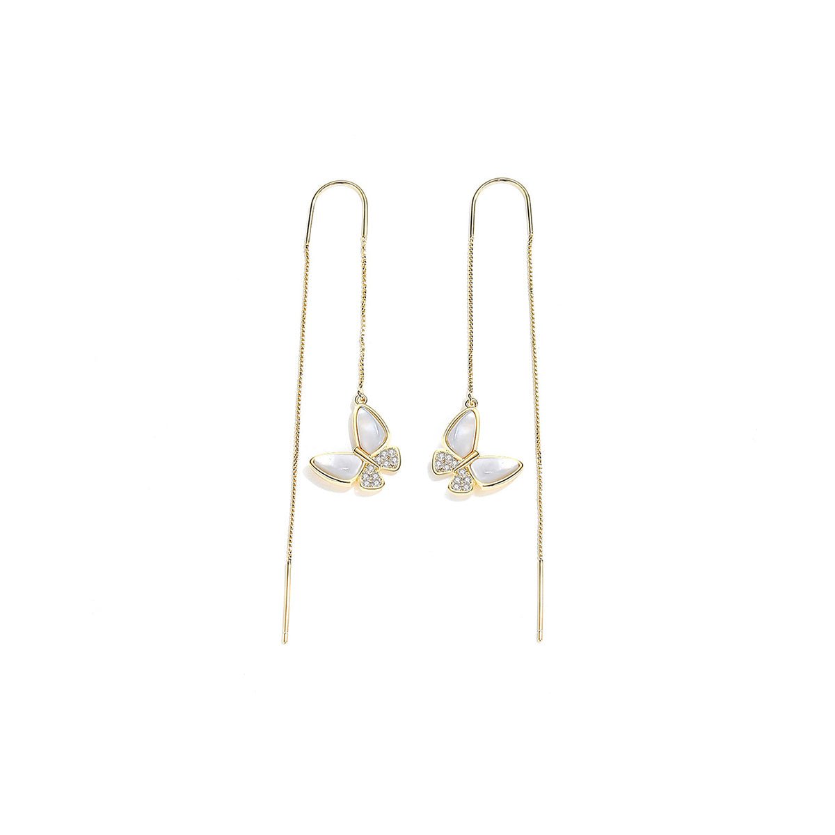 Lustrous Butterfly Gold Earrings - 0cm