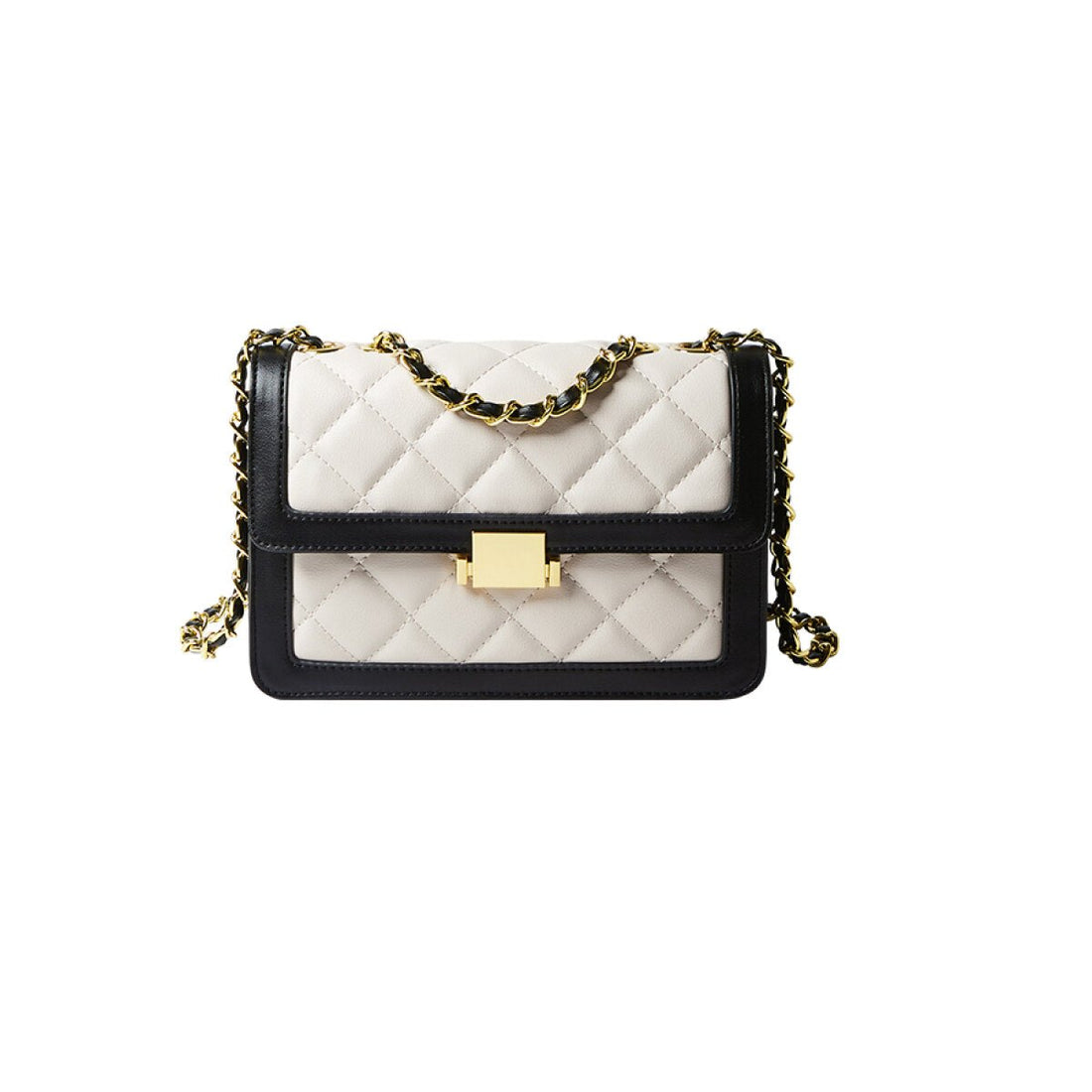 Luxe Black Diamond-Quilted Chain Shoulder Bag - 0cm