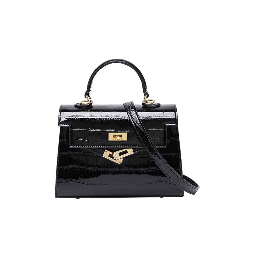 Luxury Crocodile Black Top Handle Bag - 0cm