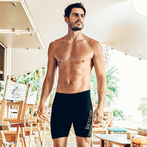 Luxury Gilt Patch Black Swim Shorts   0cm