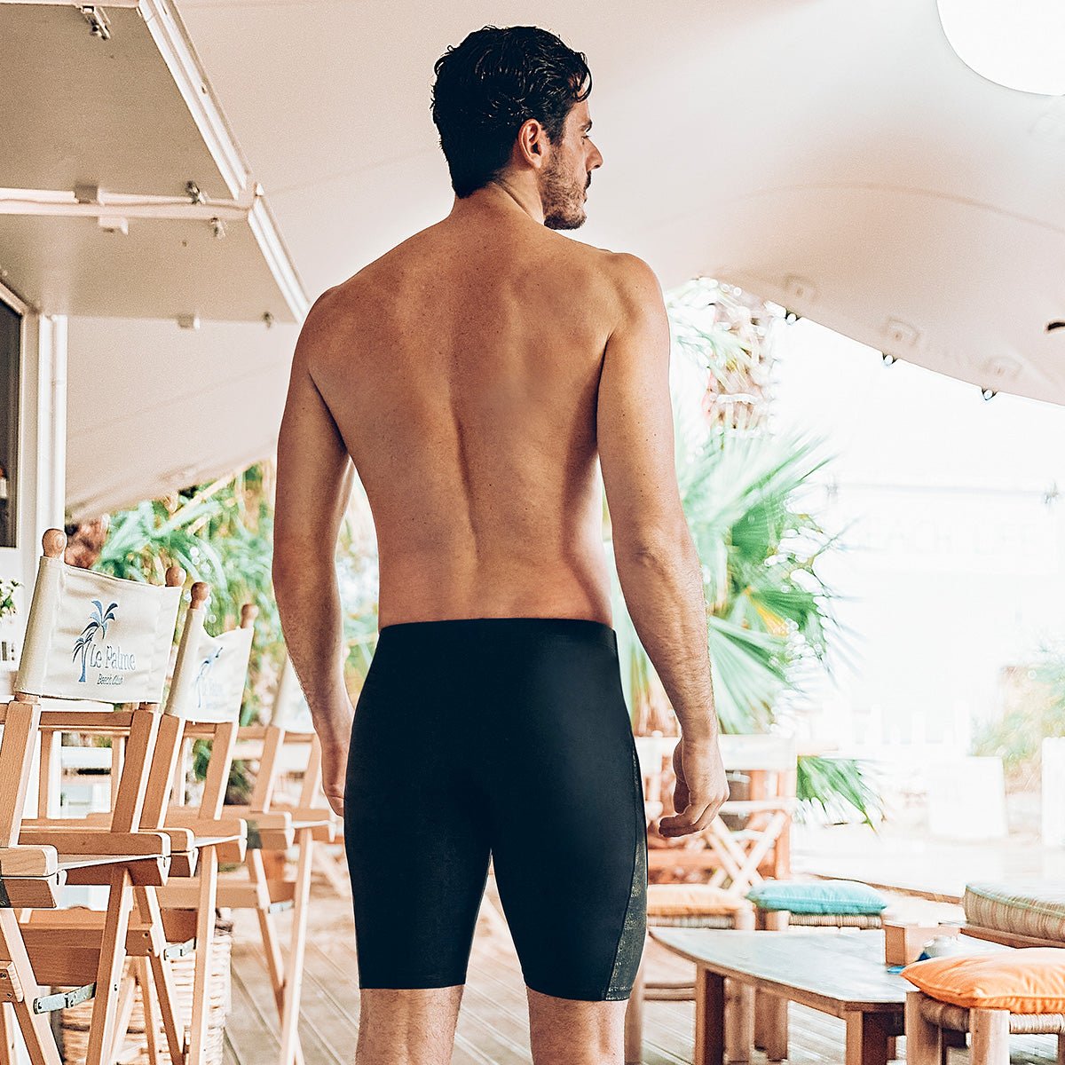 Luxury Gilt Patch Black Swim Shorts   0cm