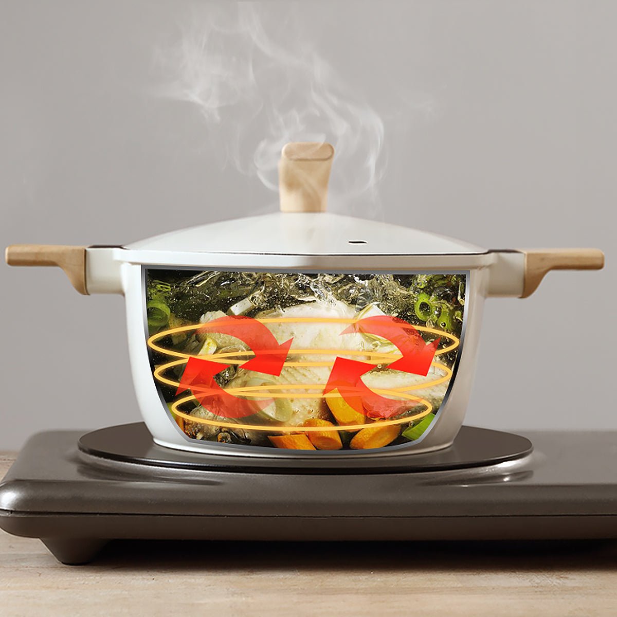 Maple Leaf 24cm White Non stick Soup Pot   0cm