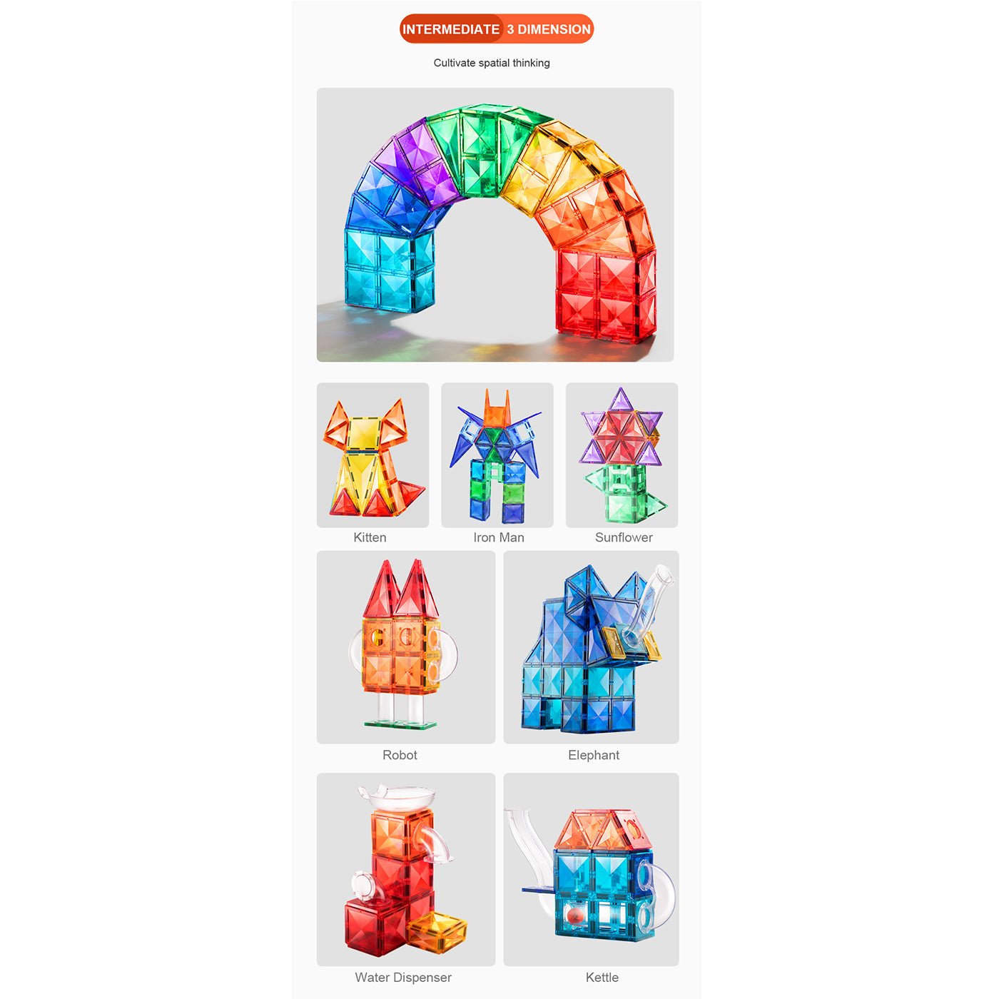 Marble Run 100pcs Colorful Magnetic Tiles - 0cm