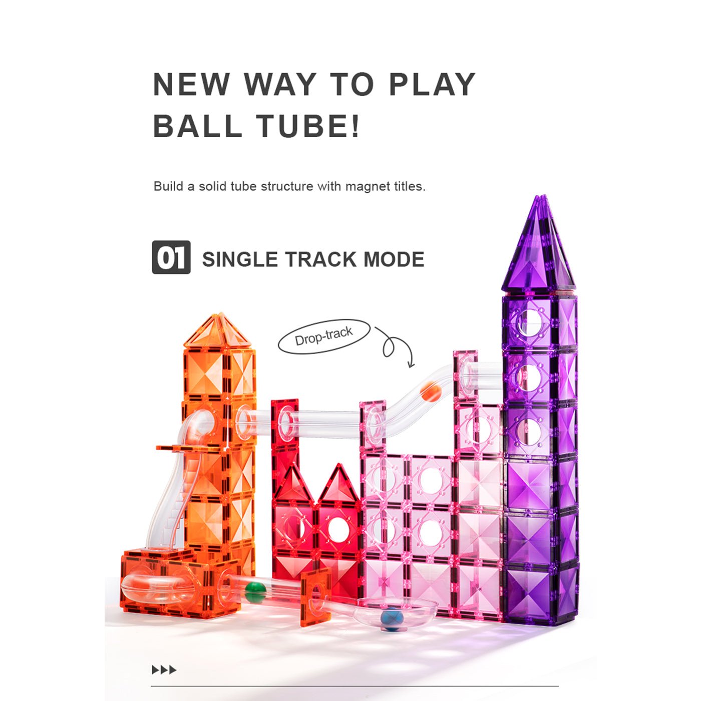 Marble Run 100pcs Colorful Magnetic Tiles - 0cm