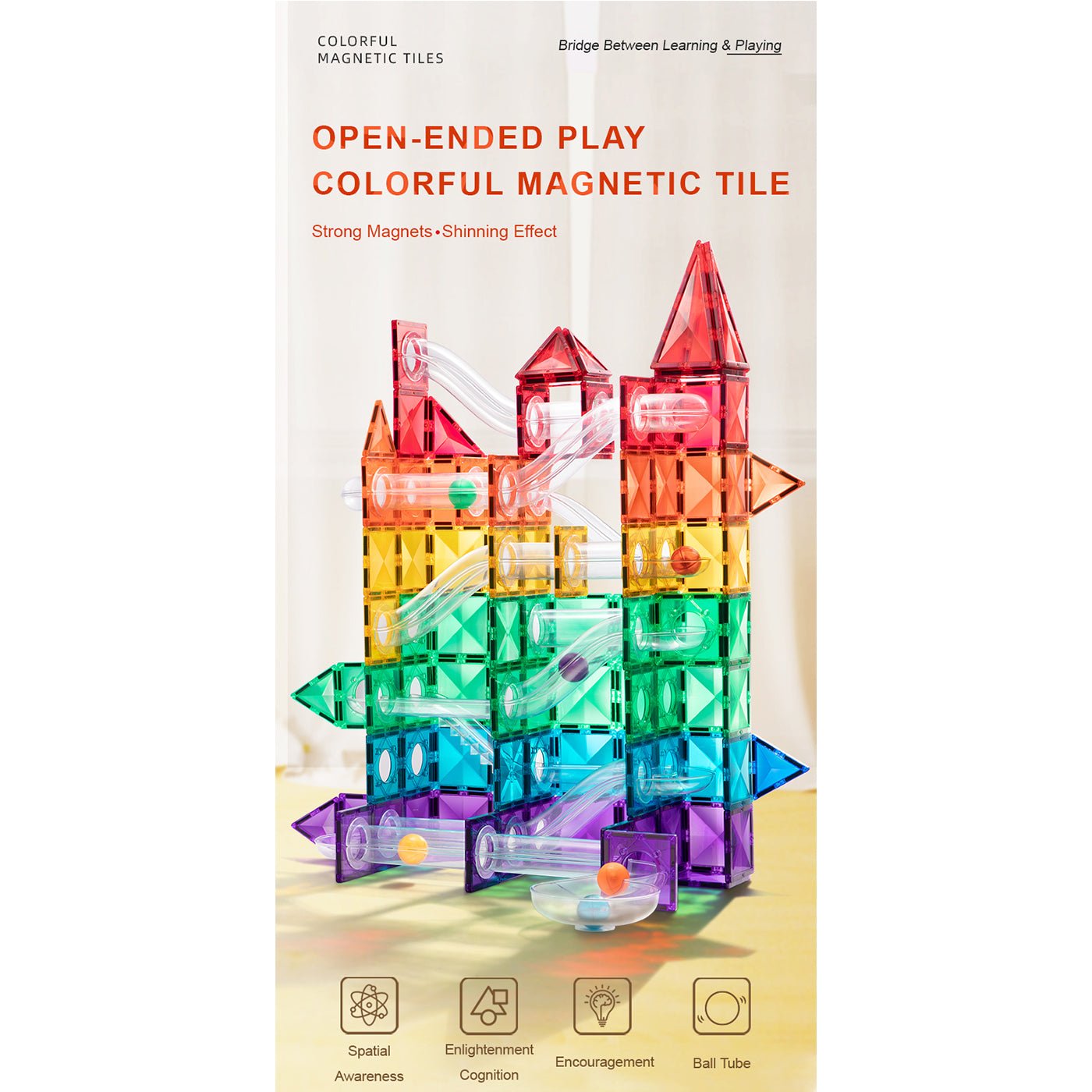 Marble Run 100pcs Colorful Magnetic Tiles   0cm