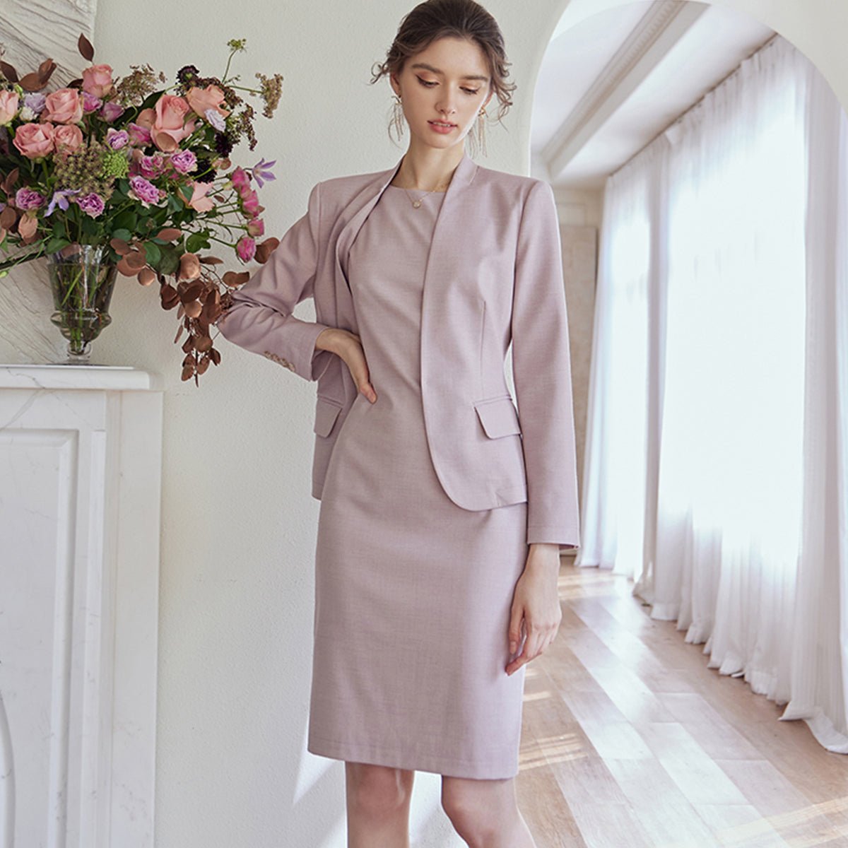 Matching Dress and Blazer Set in Pink   0cm