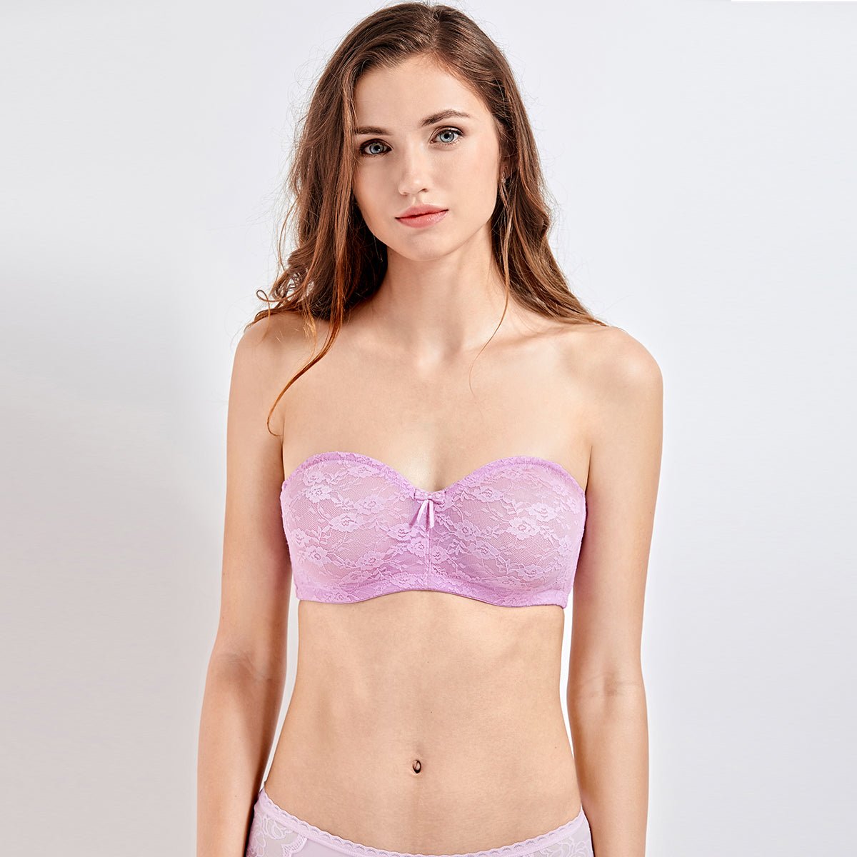 Max Support Strapless Lace Underwire Multiway See through Lilac Bra   0cm