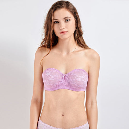 Max Support Strapless Lace Underwire Multiway See through Lilac Bra   0cm