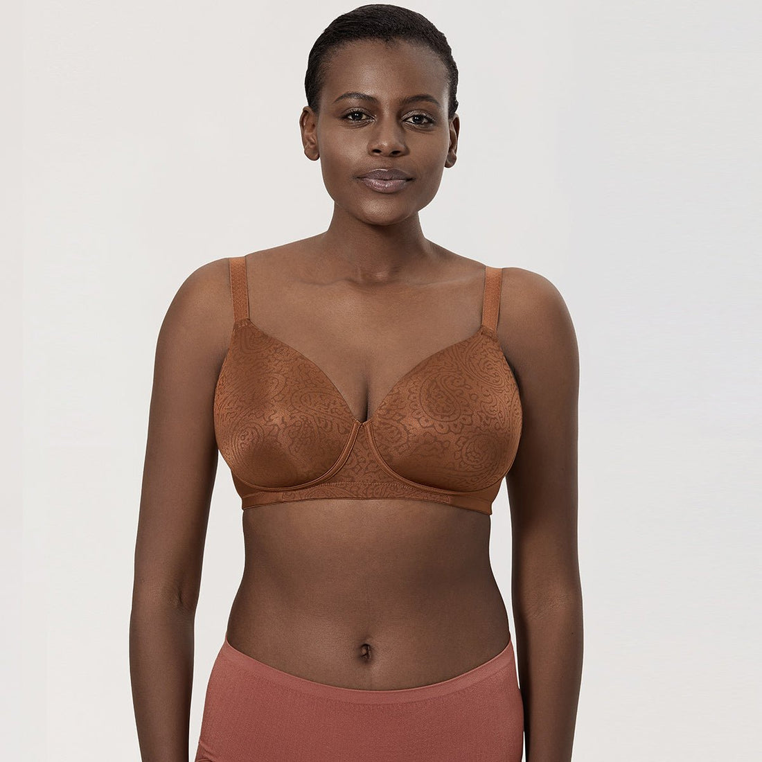 Maximum Comfort Wirefree Banded Frame Brown Full Coverage Bra - 0cm