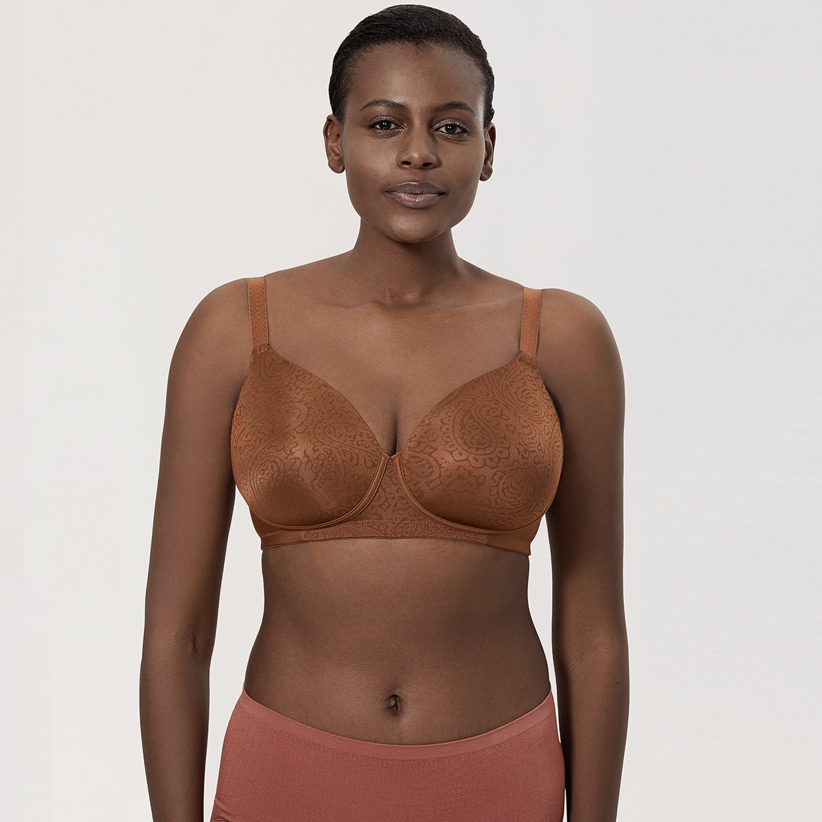 Maximum Comfort Wirefree Banded Frame Brown Full Coverage Bra   0cm
