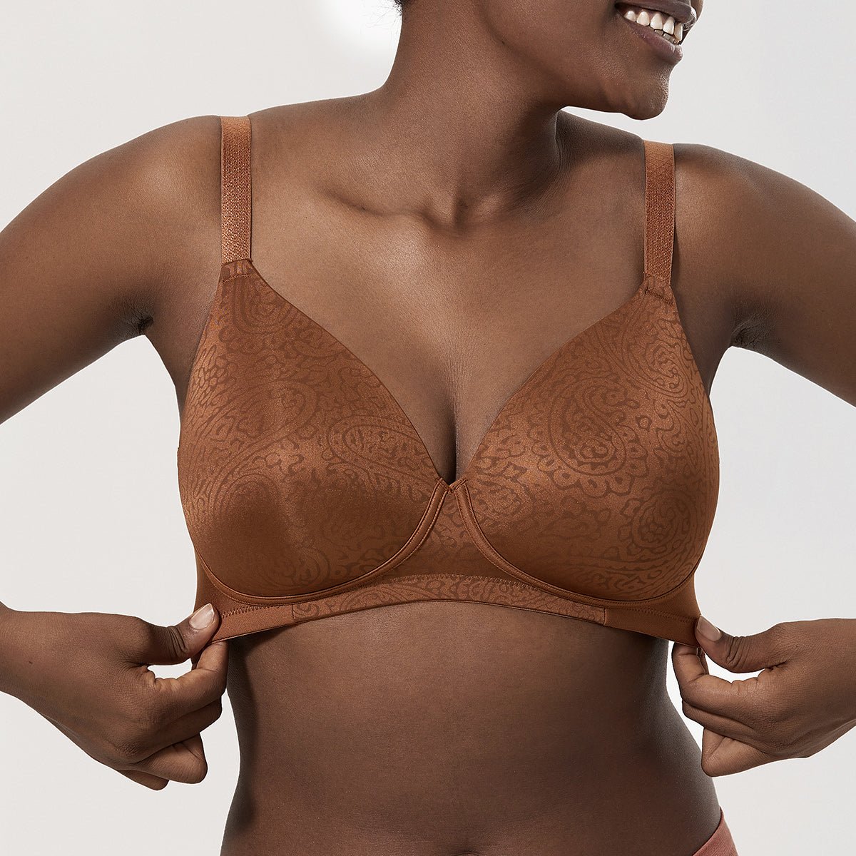 Maximum Comfort Wirefree Banded Frame Brown Full Coverage Bra   0cm