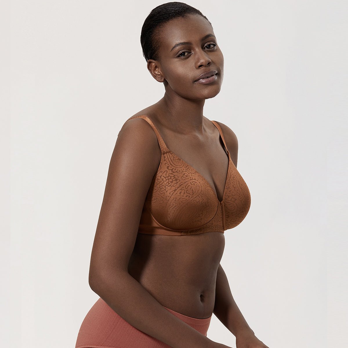Maximum Comfort Wirefree Banded Frame Brown Full Coverage Bra   0cm