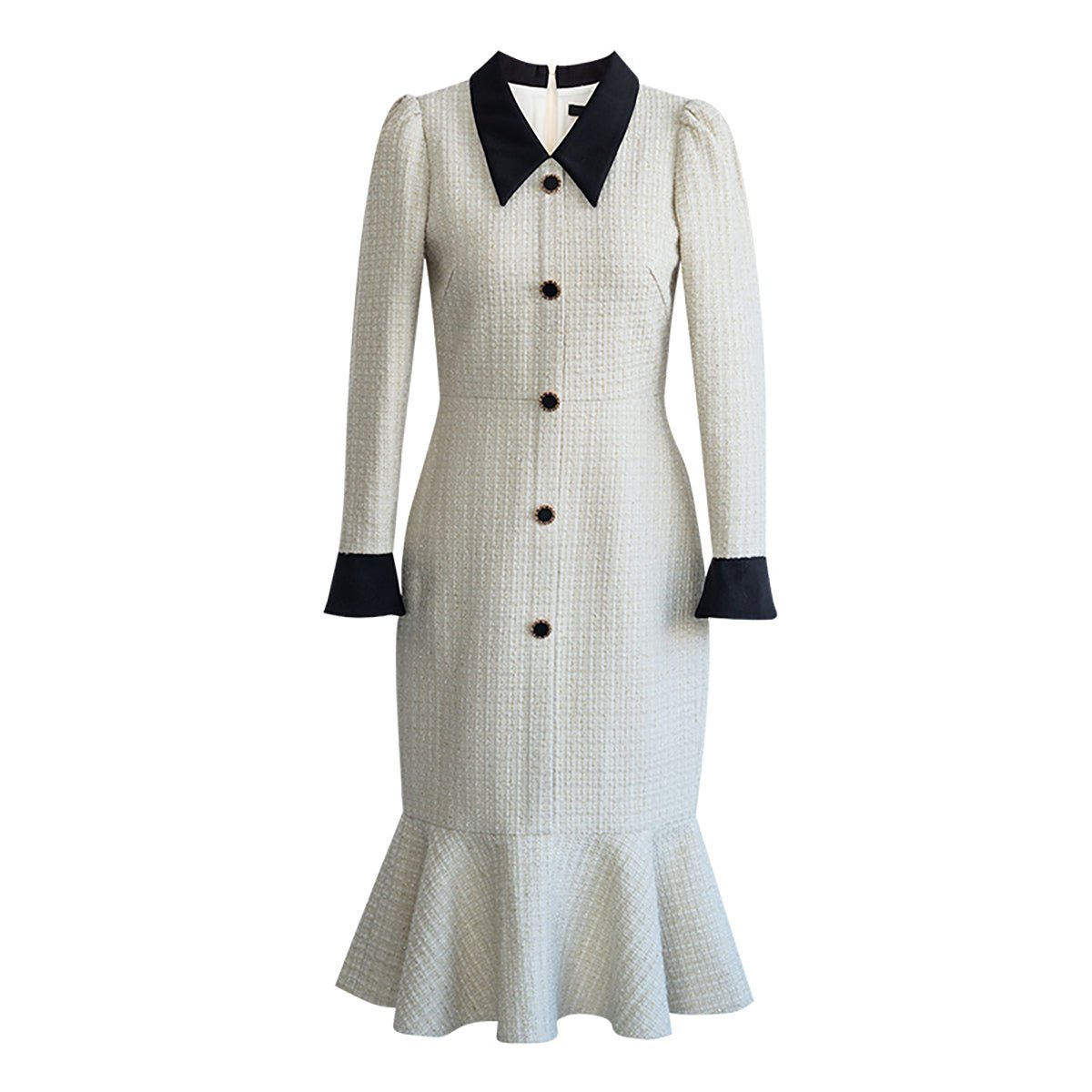 Mermaid Apricot Dress with Black Buttons   0cm