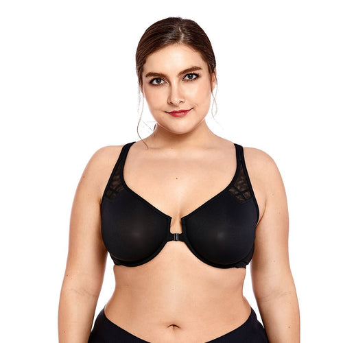 Mesh Insert Front Closure Underwire Seamless Comfort Black Bra   0cm