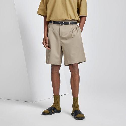 Mid Rise Tie waist Khaki Bermuda Shorts   0cm