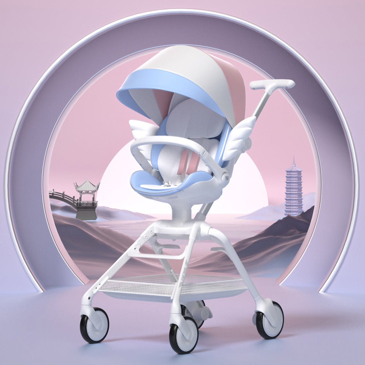 Mini Angel High view Lightweight Foldable Pink Baby Stroller   0cm