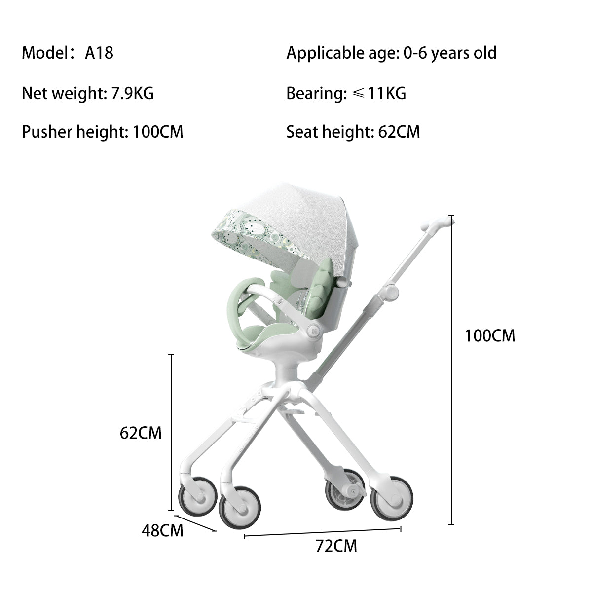 Mini Angel High view Lightweight Foldable Pink Baby Stroller   0cm