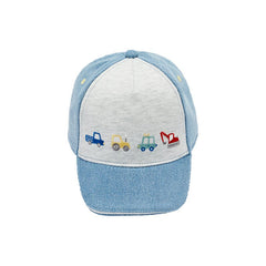 Mini Construction Vehicles Boy Denim Blue Baseball Cap