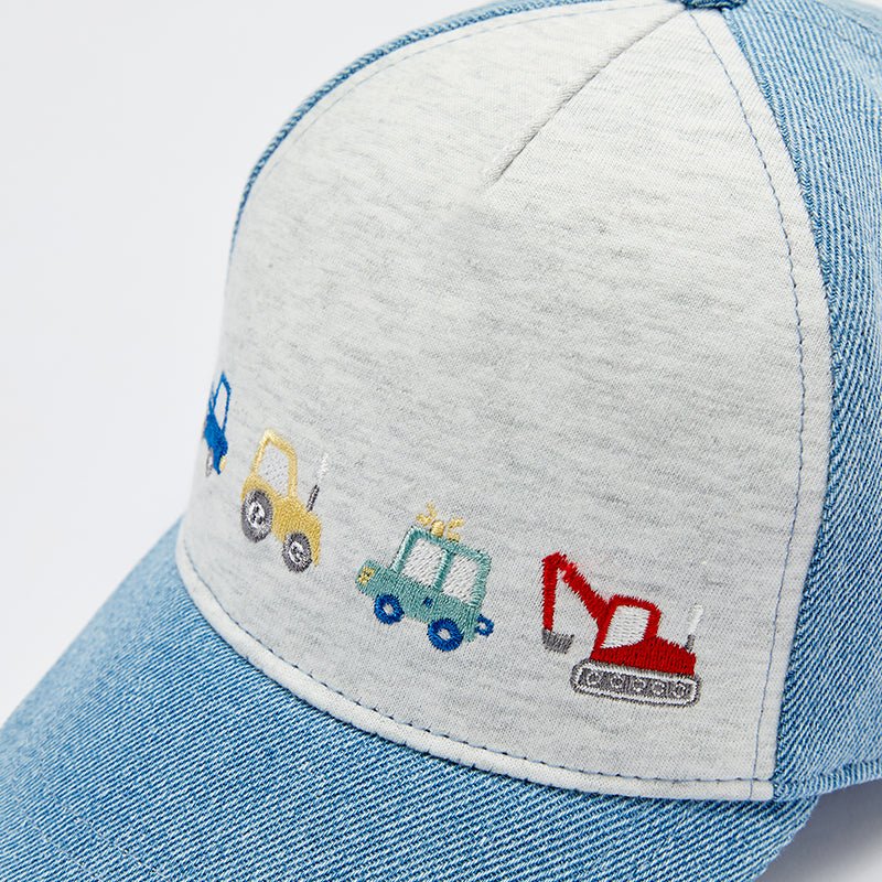 Mini Construction Vehicles Boy Denim Blue Baseball Cap   0cm