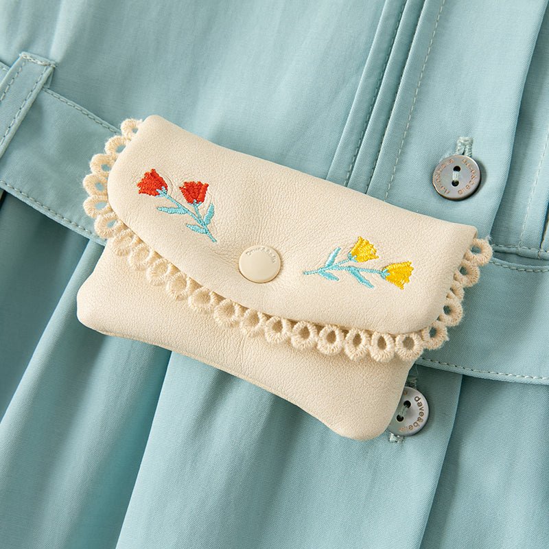 Mini Purse Belted Girls Blue Outdoor Windbreaker Trench Coat   0cm