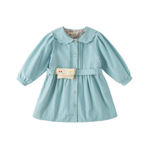 Mini Purse Belted Girls Blue Outdoor Windbreaker Trench Coat   0cm