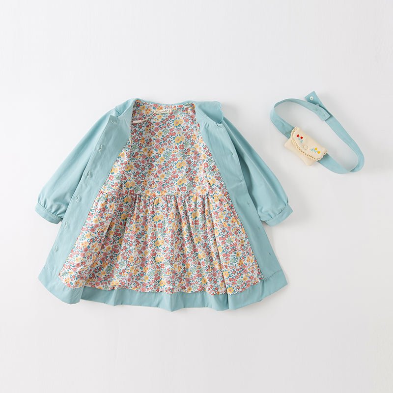 Mini Purse Belted Girls Blue Outdoor Windbreaker Trench Coat   0cm