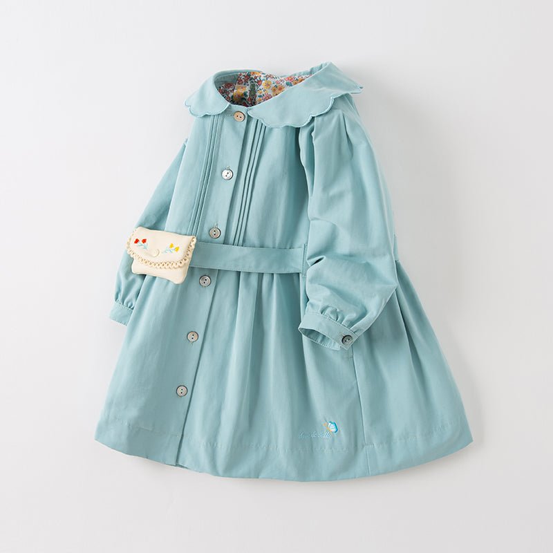 Mini Purse Belted Girls Blue Outdoor Windbreaker Trench Coat   0cm