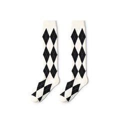 Modern Classy Diamond Grid All-season Women Knee High Socks