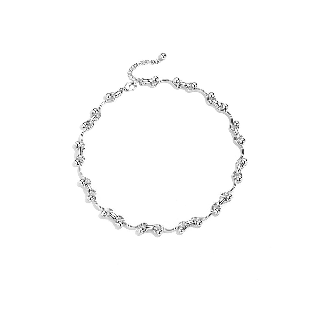 Modern Interlocking Beads Silver Necklace - 0cm