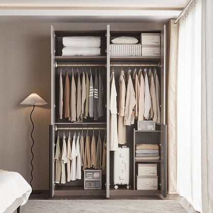 MOE Grey 4 Door Wardrobe With Top Cabinets - 0cm