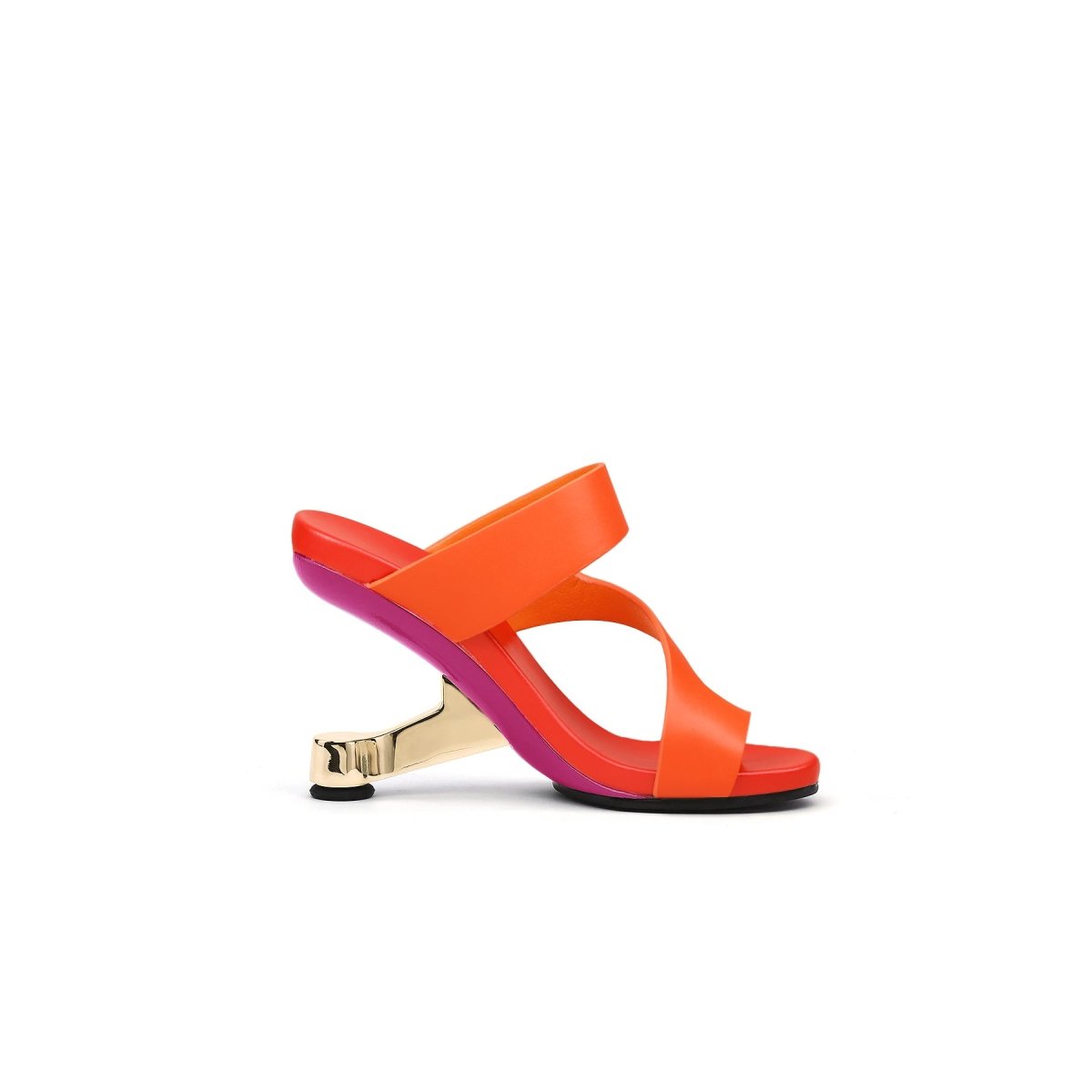 Molly Single Toe Strap Pivot-heel Orange Mules - 0cm